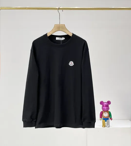 Moncler Logo Embroidered Black Long-Sleeve T-Shirt - 1