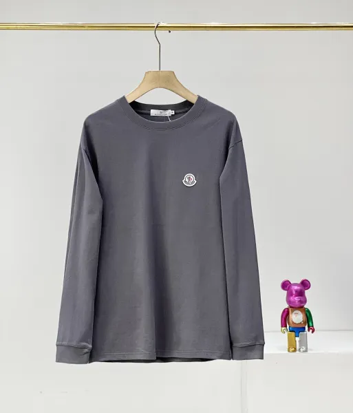 Moncler Logo Patch Long-Sleeve T-Shirt Gray - 1