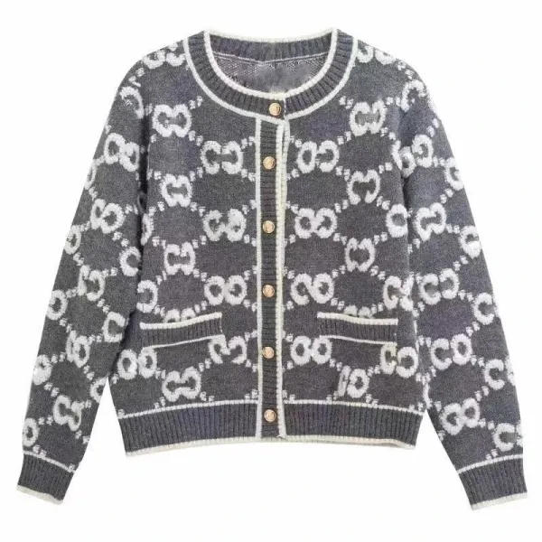Gucci GG Marmont Knit Cardigan Gray - 1