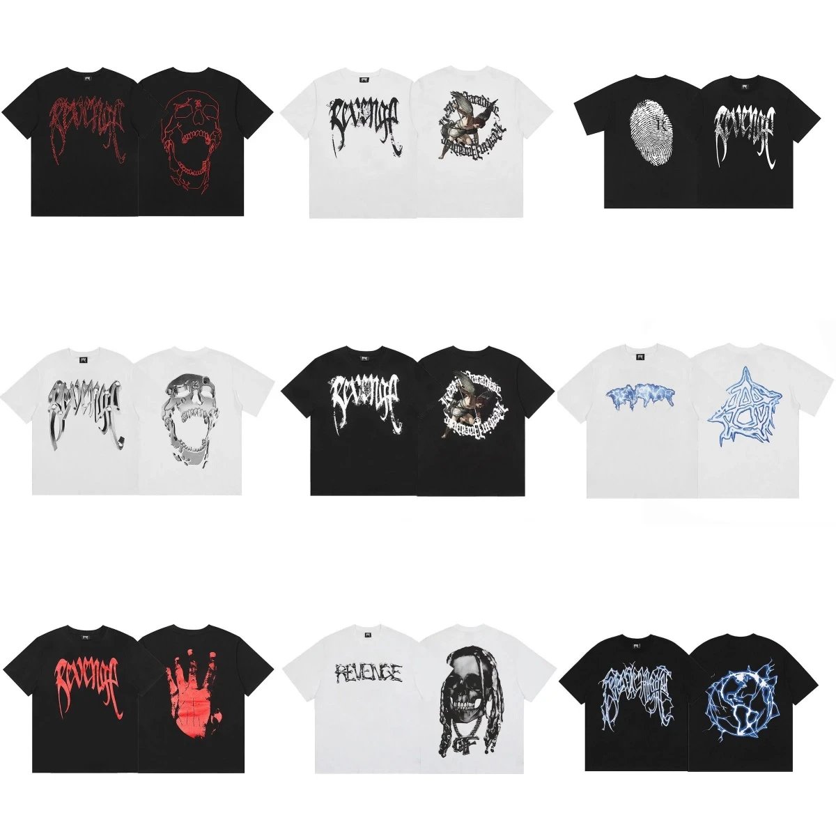 Revenge Skull and Logo Graphic White T-Shirt - 3