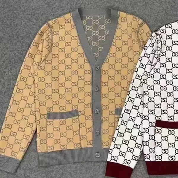 Gucci GG Marmont Cardigan Beige and White Monogram Knit Cardigan - 1