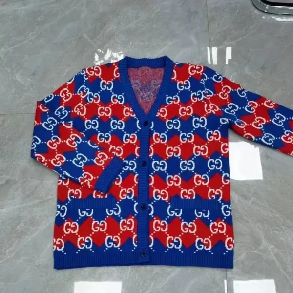 Gucci GG Marmont Knit Cardigan Red and Blue - 1