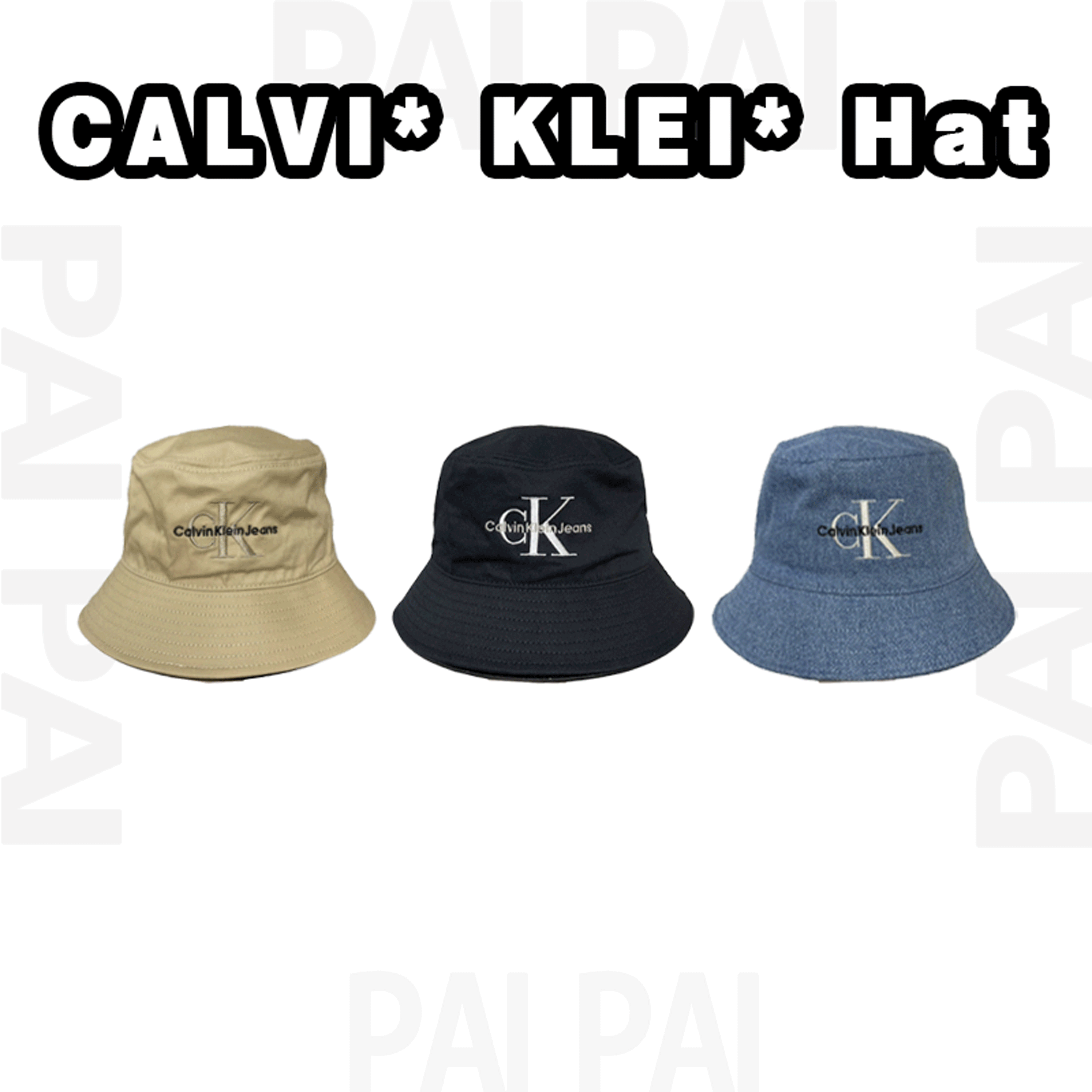 Calvin Klein Beige, Black, and Blue Bucket Hats