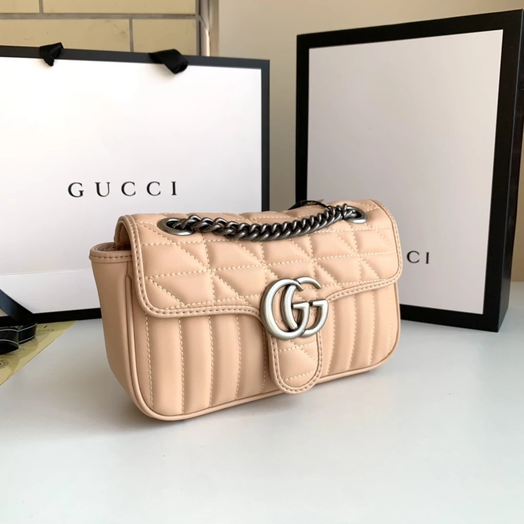 Gucci Marmont Mini Chain Bag Red Quilted Leather Shoulder Bag - 8