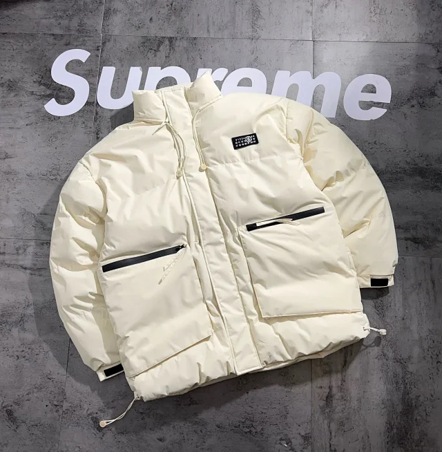 Maison Margiela Down Jackets Oversized padded jacket with zip pockets product detail image 2