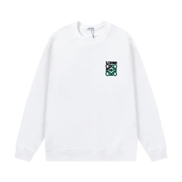 Loewe Anagram Embroidered White Hoodie - 1