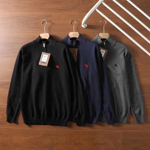 Burberry Knitwear Quarter-Zip Knit Sweater with Embroidered Equestrian Knight product detail image 2