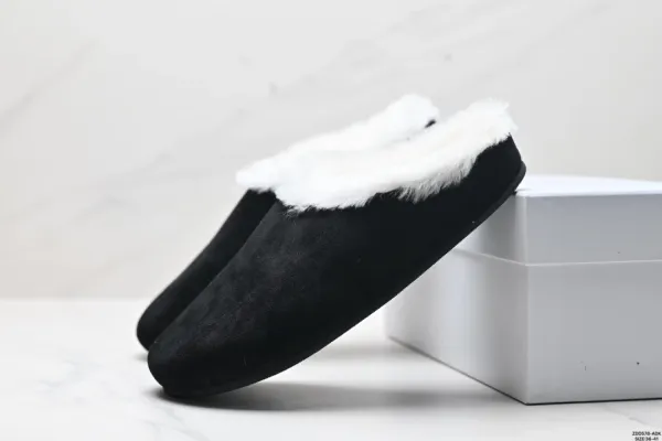 Design Suede Slipper with Shearling Lining Beige Slippers - 7
