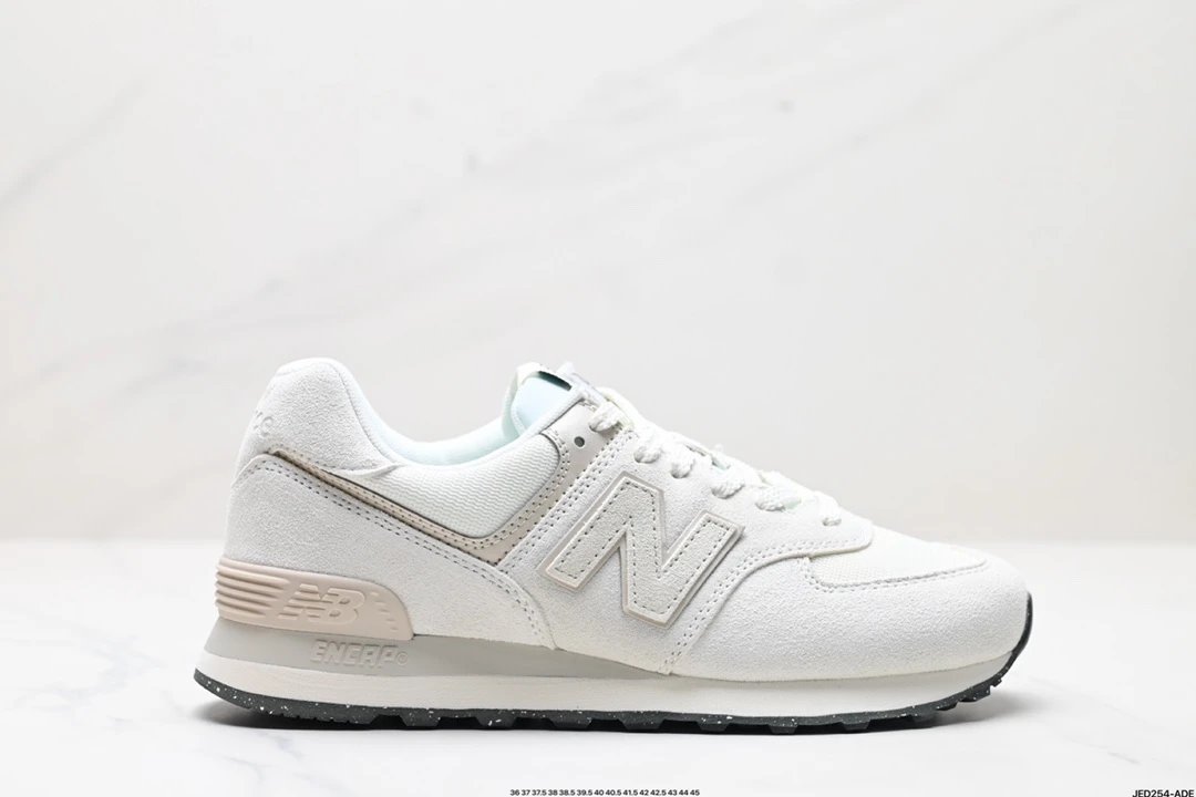 New Balance 574 White Cream Suede Sneaker
