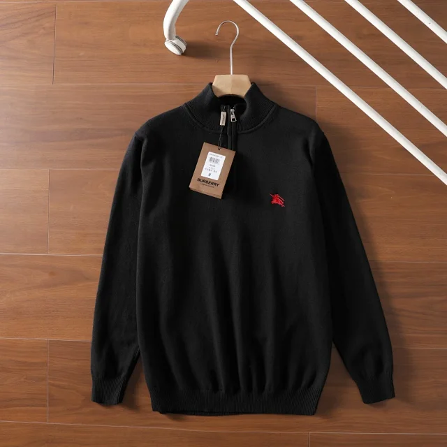 Burberry Knitwear Quarter-Zip Knit Sweater with Embroidered Equestrian Knight product detail image 6
