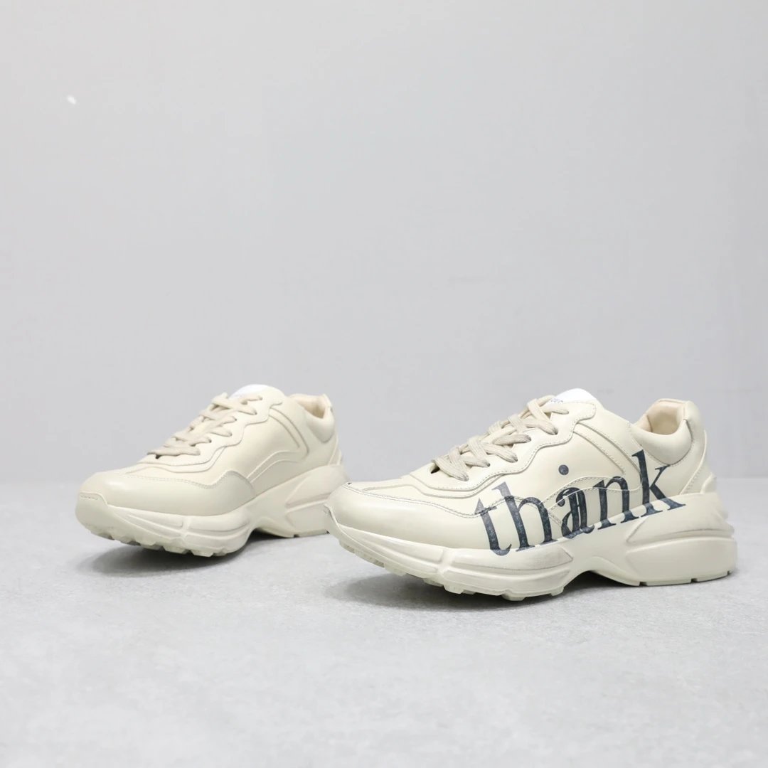 Gucci Rhyton Thank Print Sneaker Ivory