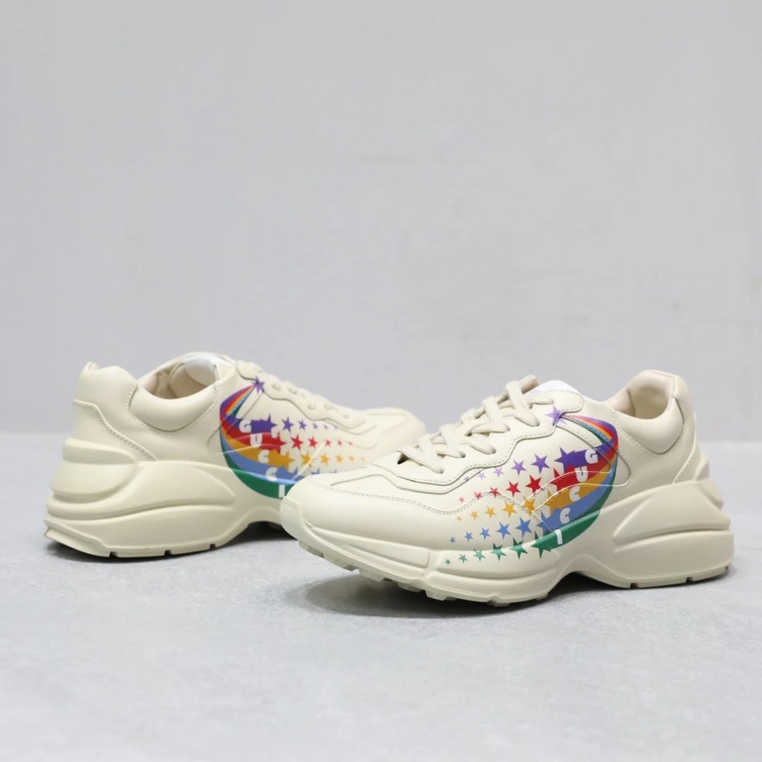 Gucci Rhyton Rainbow Star Print Sneaker Cream