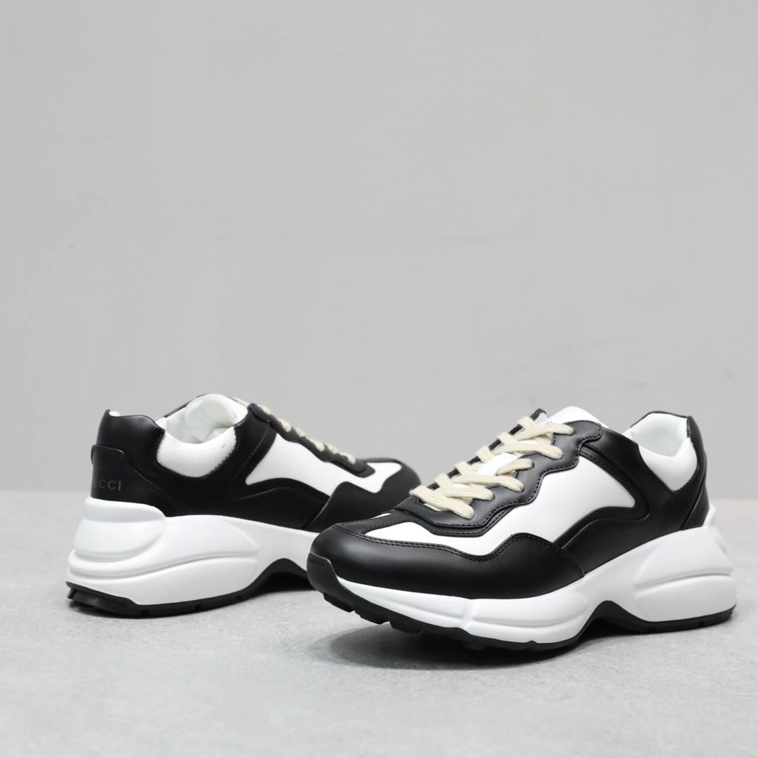 Gucci Rhyton Leather Sneaker Black White