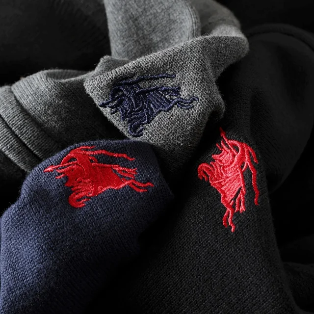 Burberry Knitwear Quarter-Zip Knit Sweater with Embroidered Equestrian Knight product detail image 8