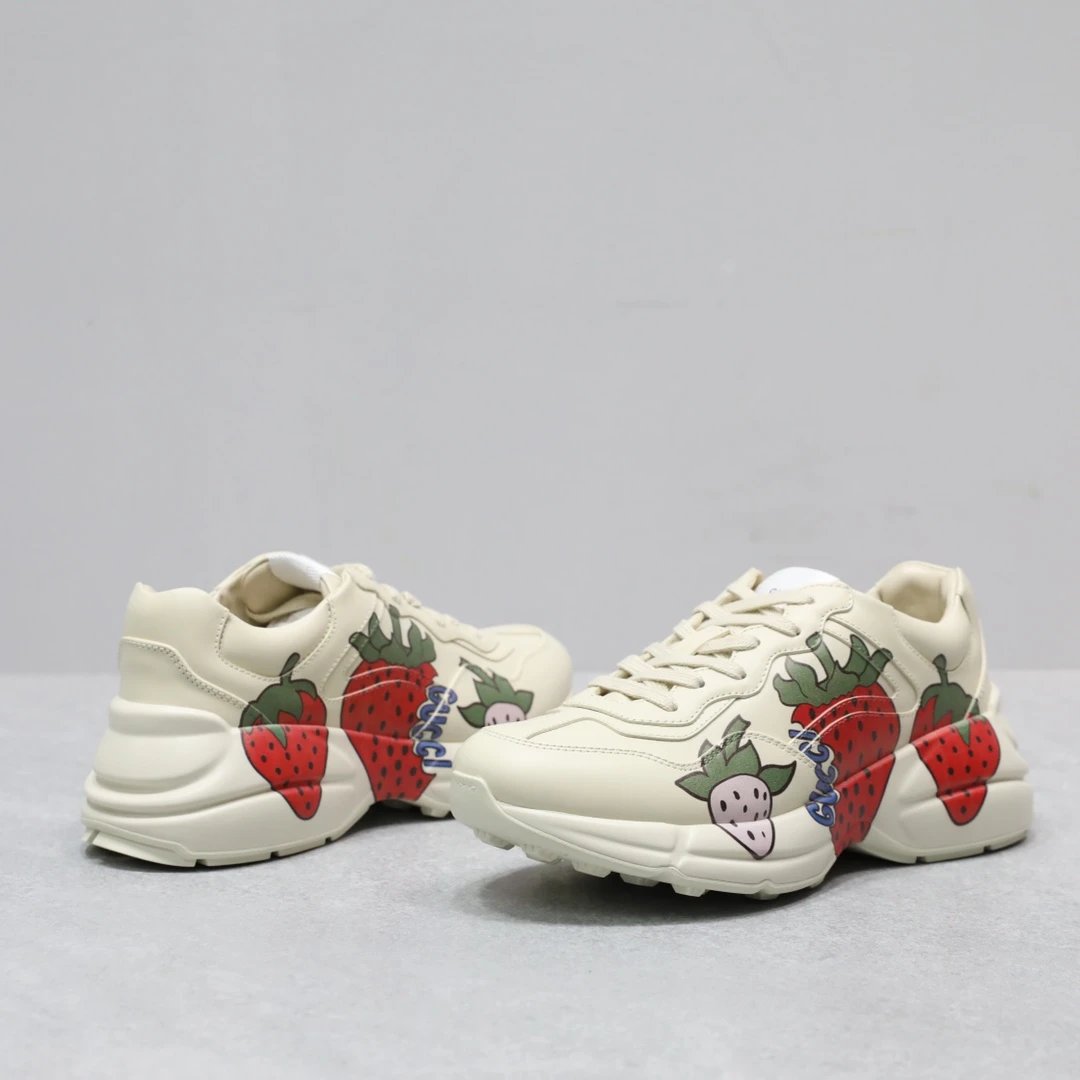 Gucci Rhyton Strawberry Allover Print Sneaker Ivory