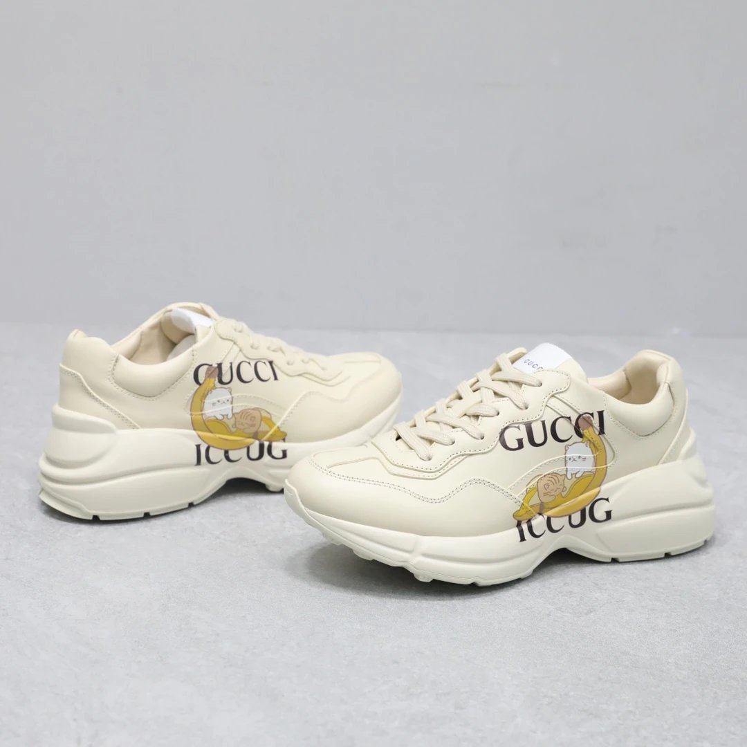 Gucci Rhyton Banana Cat Print Sneaker Ivory