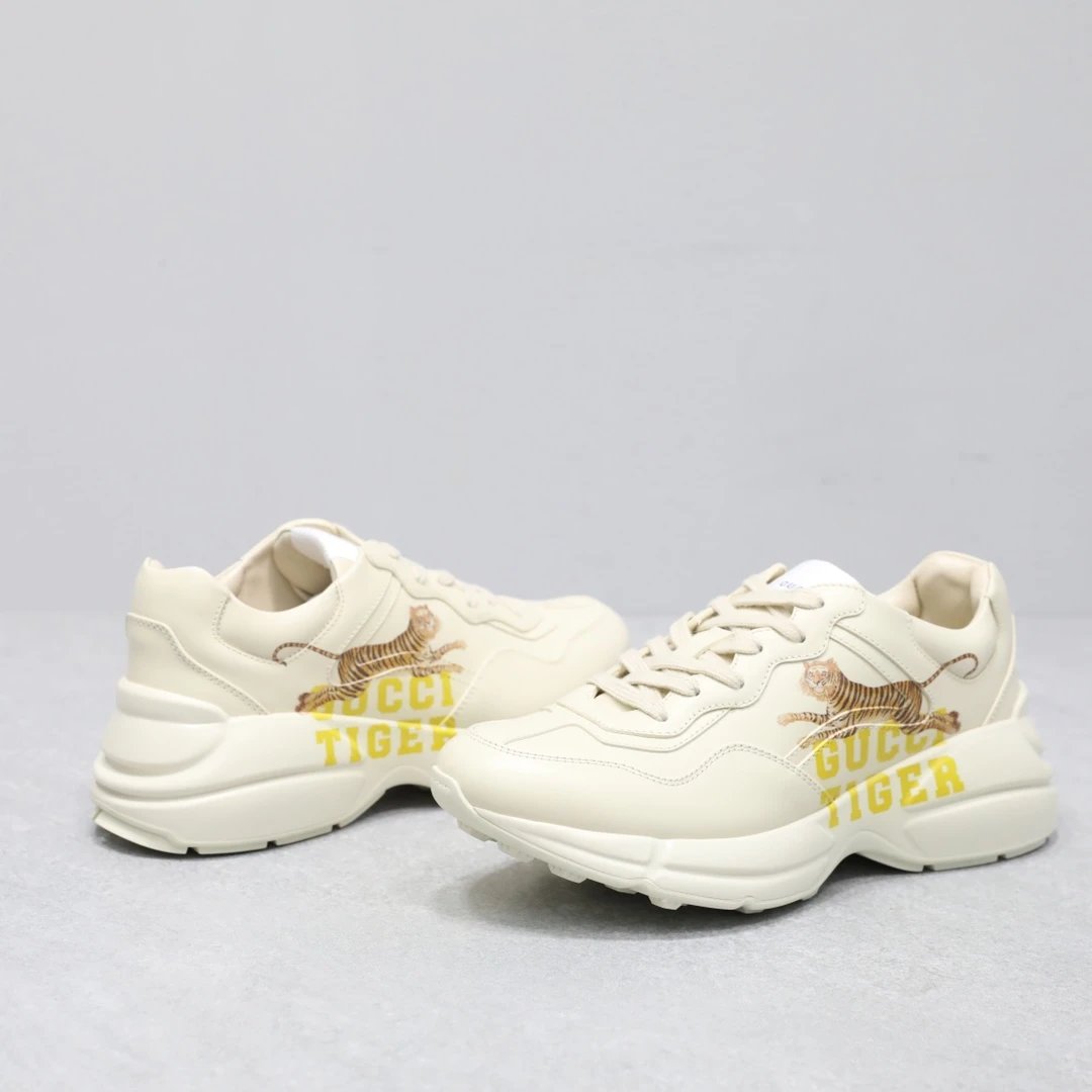 Gucci Rhyton Tiger Print Sneaker Ivory Yellow