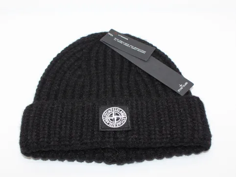 Stone Island Ribbed Knit Beanie Blue - 18