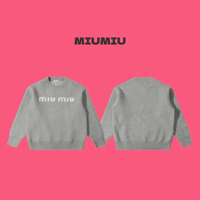 Miu Knitwear Crew-neck logo knit sweater product detail image 5