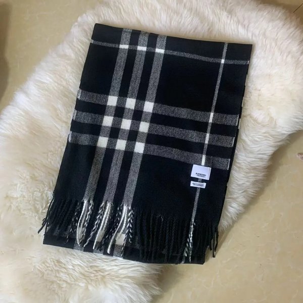 Burberry Classic Check Cashmere Scarf Black Scarves product listing in Litbuy spreadsheet finds