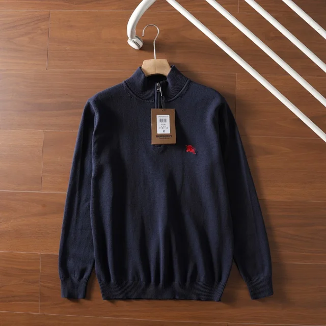Burberry Knitwear Quarter-Zip Knit Sweater with Embroidered Equestrian Knight product detail image 4