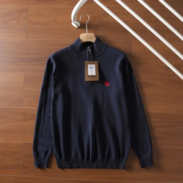 Burberry Logo-Embroidered Black Crewneck Sweater - 4