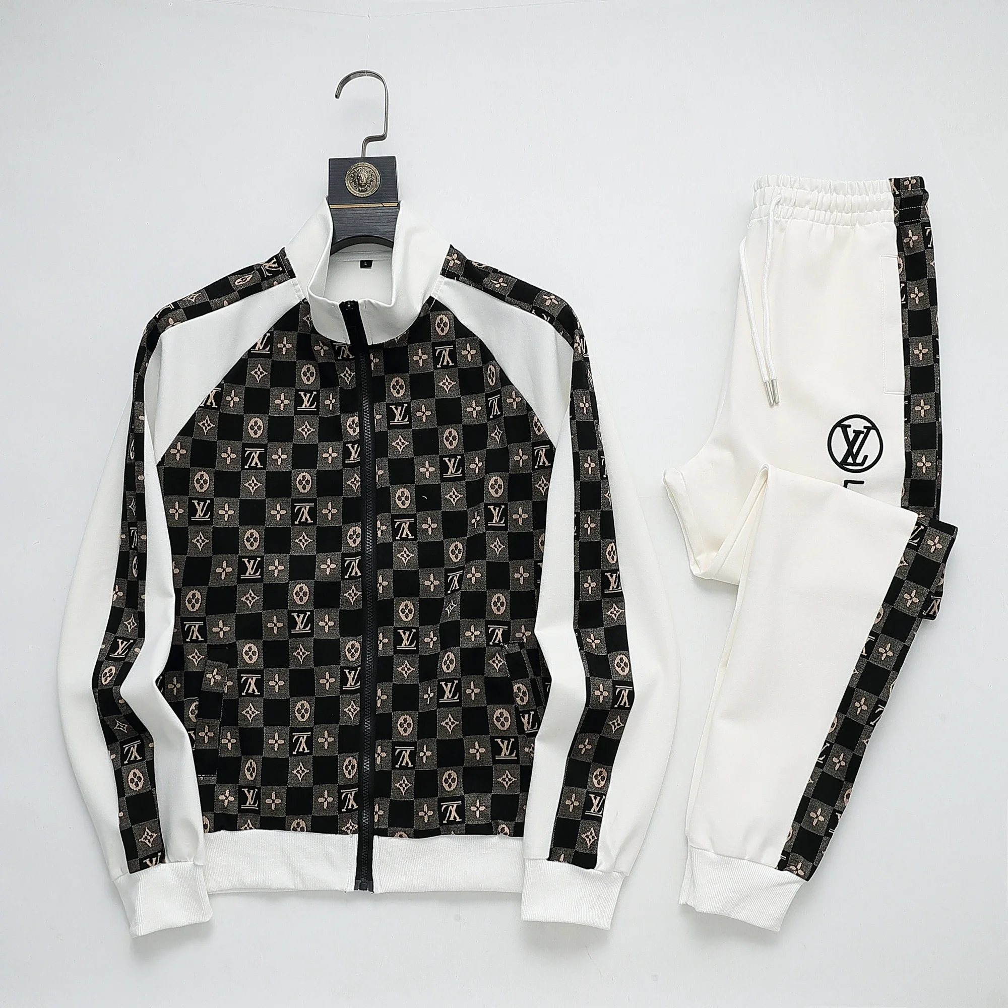 LV Checkerboard Spliced Tracksuit