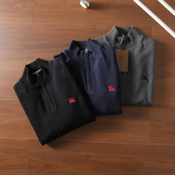 Burberry Logo-Embroidered Black Crewneck Sweater - 3