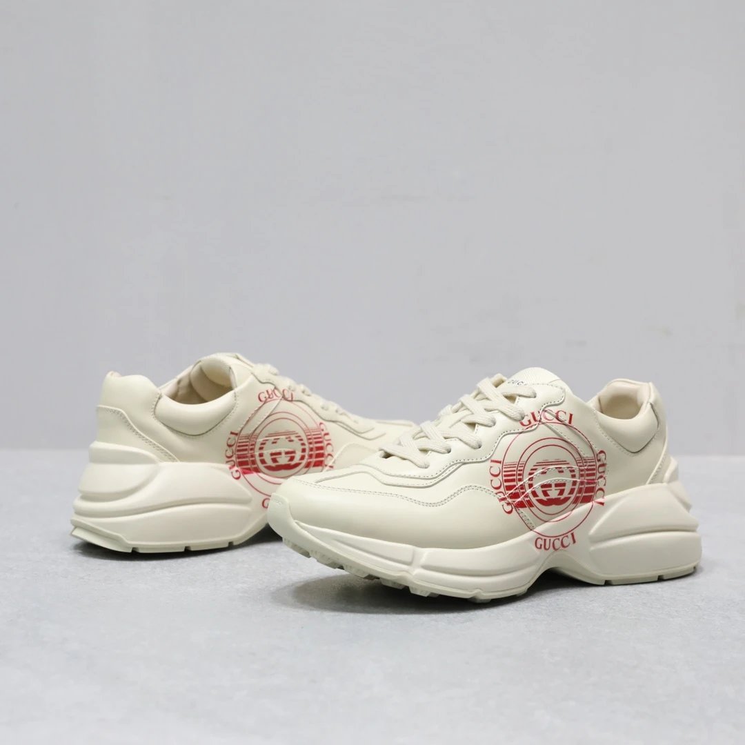 Gucci Rhyton GG Stamp Print Sneaker Cream Red