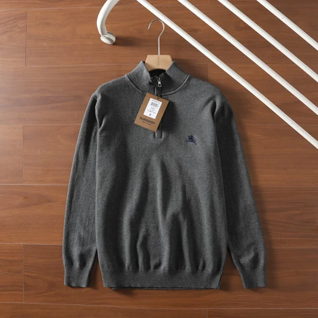 Burberry Knitwear Quarter-Zip Knit Sweater with Embroidered Equestrian Knight product detail image 5