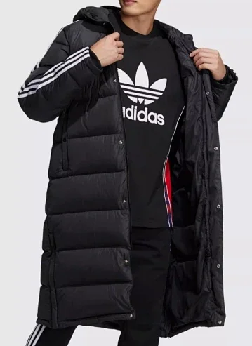 adidas Down Jackets Long Hooded Three-Stripe Puffer product detail image 11