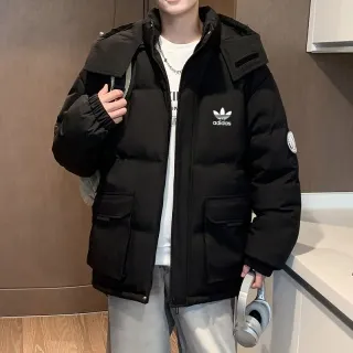 Adidas Down Jacket Black-White Contrast Puffer Outerwear - 11