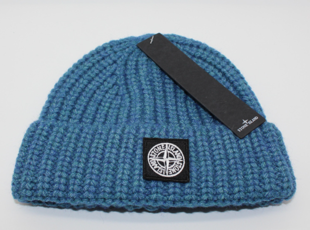 Stone Island Ribbed Knit Beanie Blue - 16