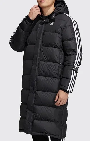 adidas Down Jackets Long Hooded Three-Stripe Puffer product detail image 4