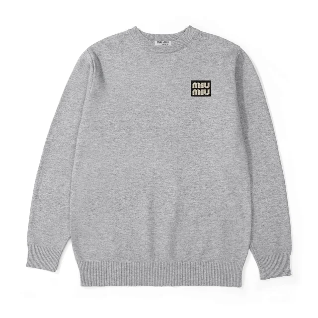 Miu Knitwear Crew-neck logo knit sweater product detail image 12