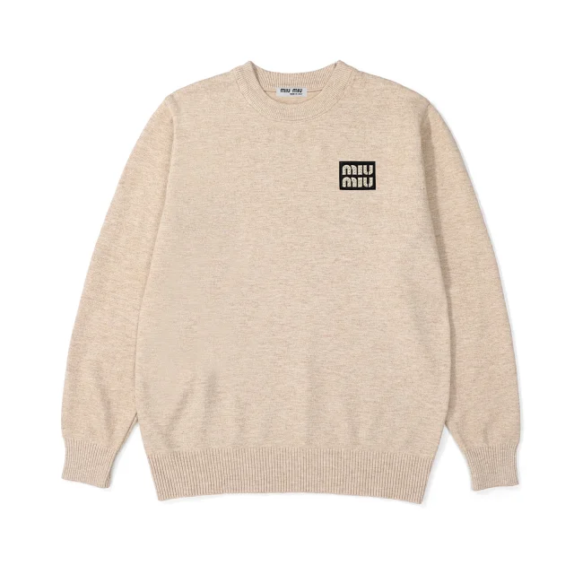 Miu Knitwear Crew-neck logo knit sweater product detail image 13