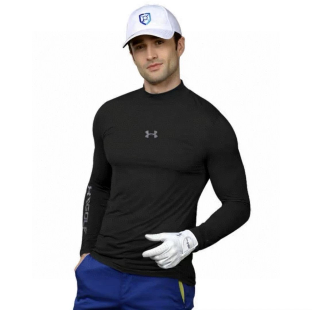 Under Armour HeatGear Mock Neck Long Sleeve Gray Base-Layer - 10