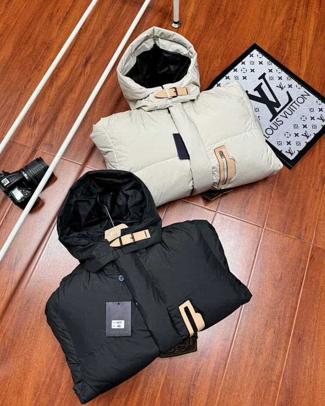 Louis Vuitton Down Jackets Hooded Puffer with Buckled Collar and Vertical Zip Pocket product detail image 3