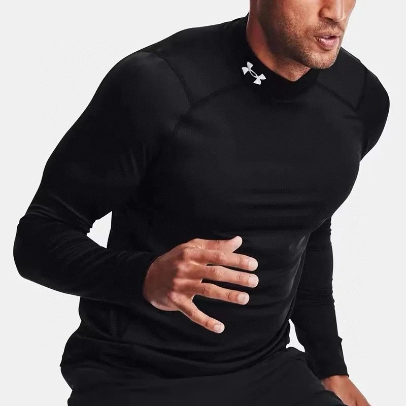 Under Armour HeatGear Mock Neck Long Sleeve Gray Base-Layer - 12