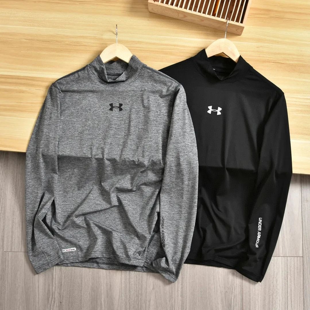 Under Armour HeatGear Mock Neck Long Sleeve Gray Base-Layer - 9