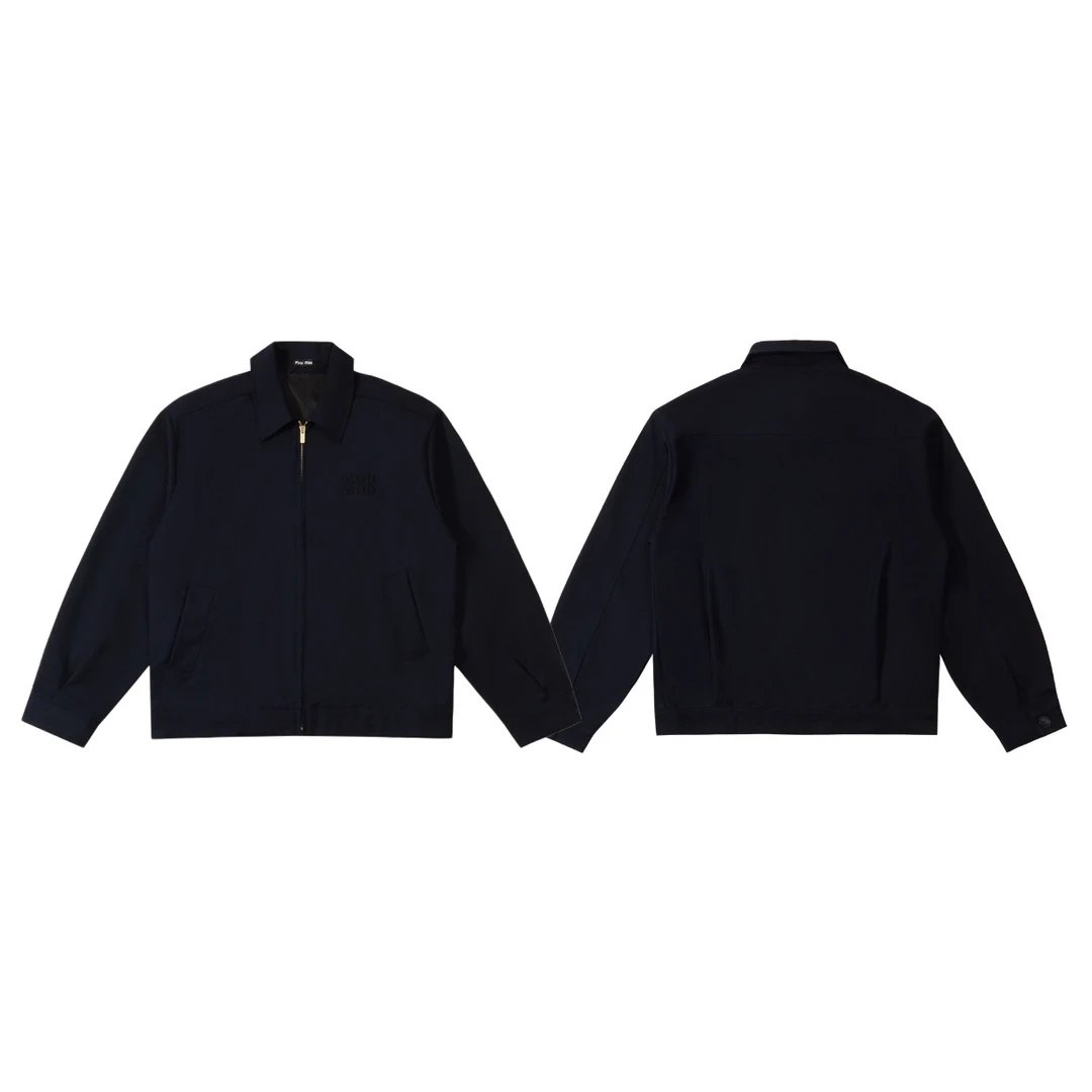 Miu Miu Embroidered Logo Utility Jacket Navy Outerwear - 14