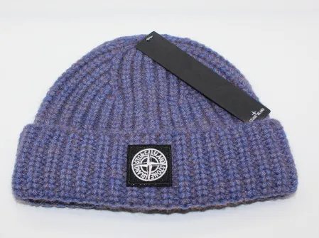 Stone Island Ribbed Knit Beanie Blue - 17