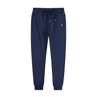 Royal blue pants with a white label