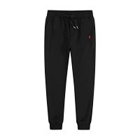 Black pants with a red label
