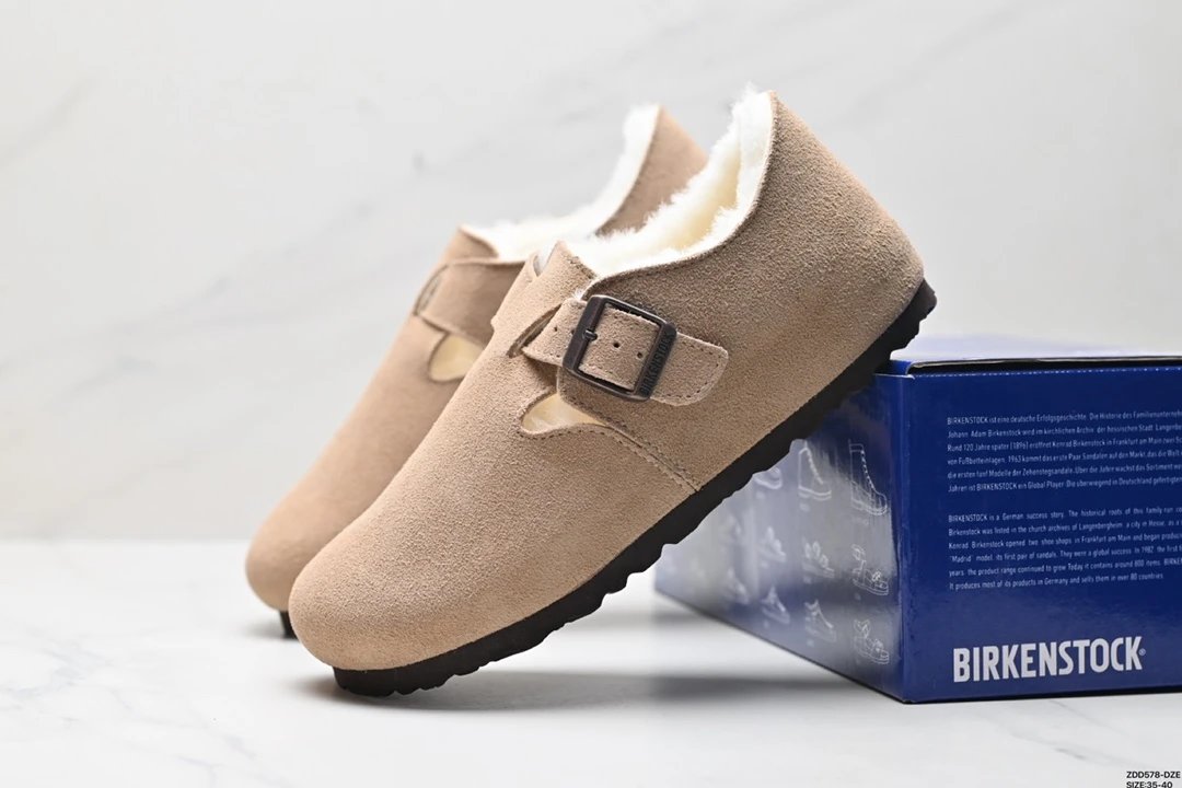 Birkenstock London Shearling Suede Sand Beige