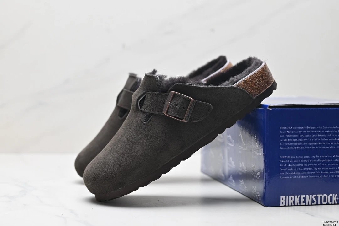 Birkenstock Boston Shearling Clog Dark Brown Suede