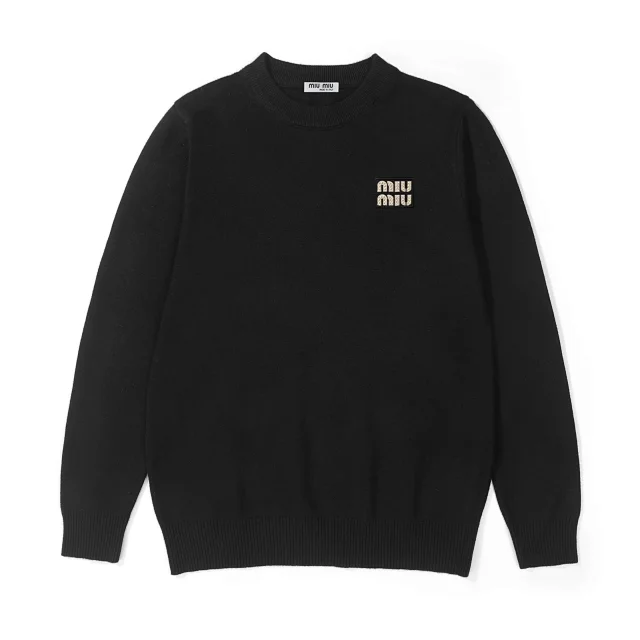 Miu Knitwear Crew-neck logo knit sweater product detail image 11