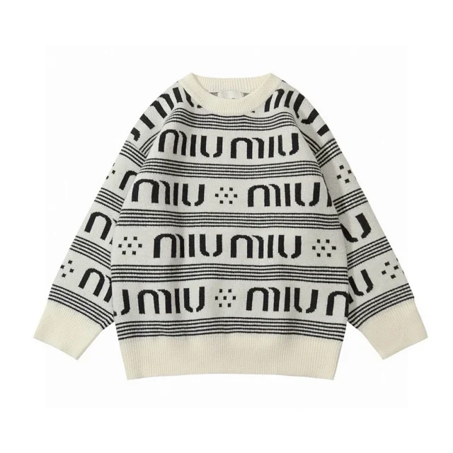 Miu Knitwear Crew-neck logo knit sweater product detail image 8