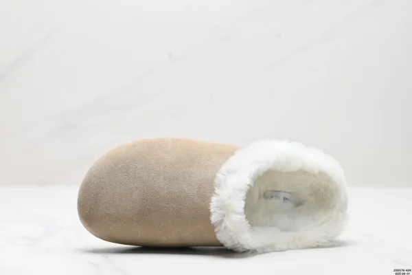 Design Suede Slipper with Shearling Lining Beige Slippers - 9
