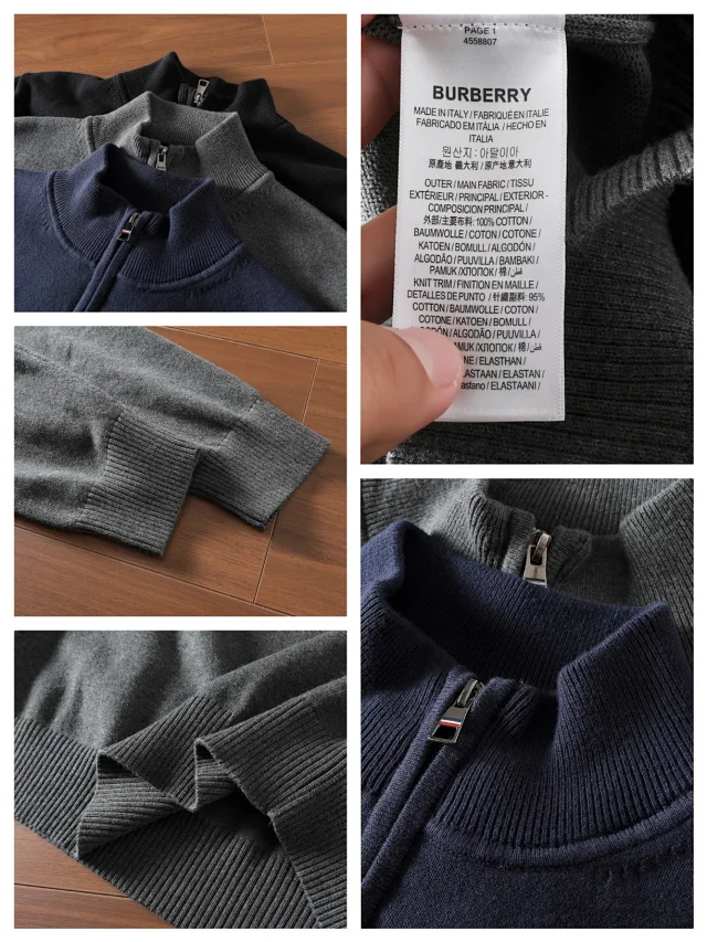 Burberry Knitwear Quarter-Zip Knit Sweater with Embroidered Equestrian Knight product detail image 10